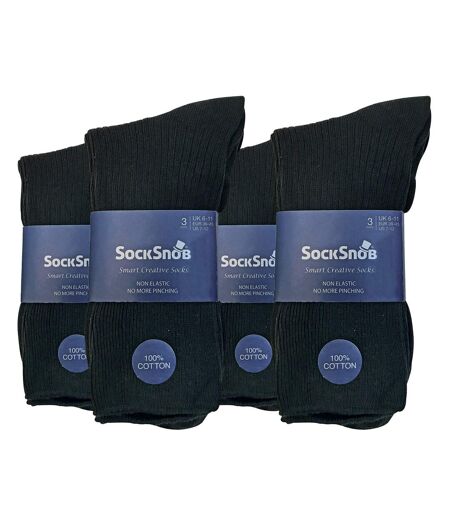 12 Pairs Mens Thin Soft 100% Cotton Non Elastic Dress Socks