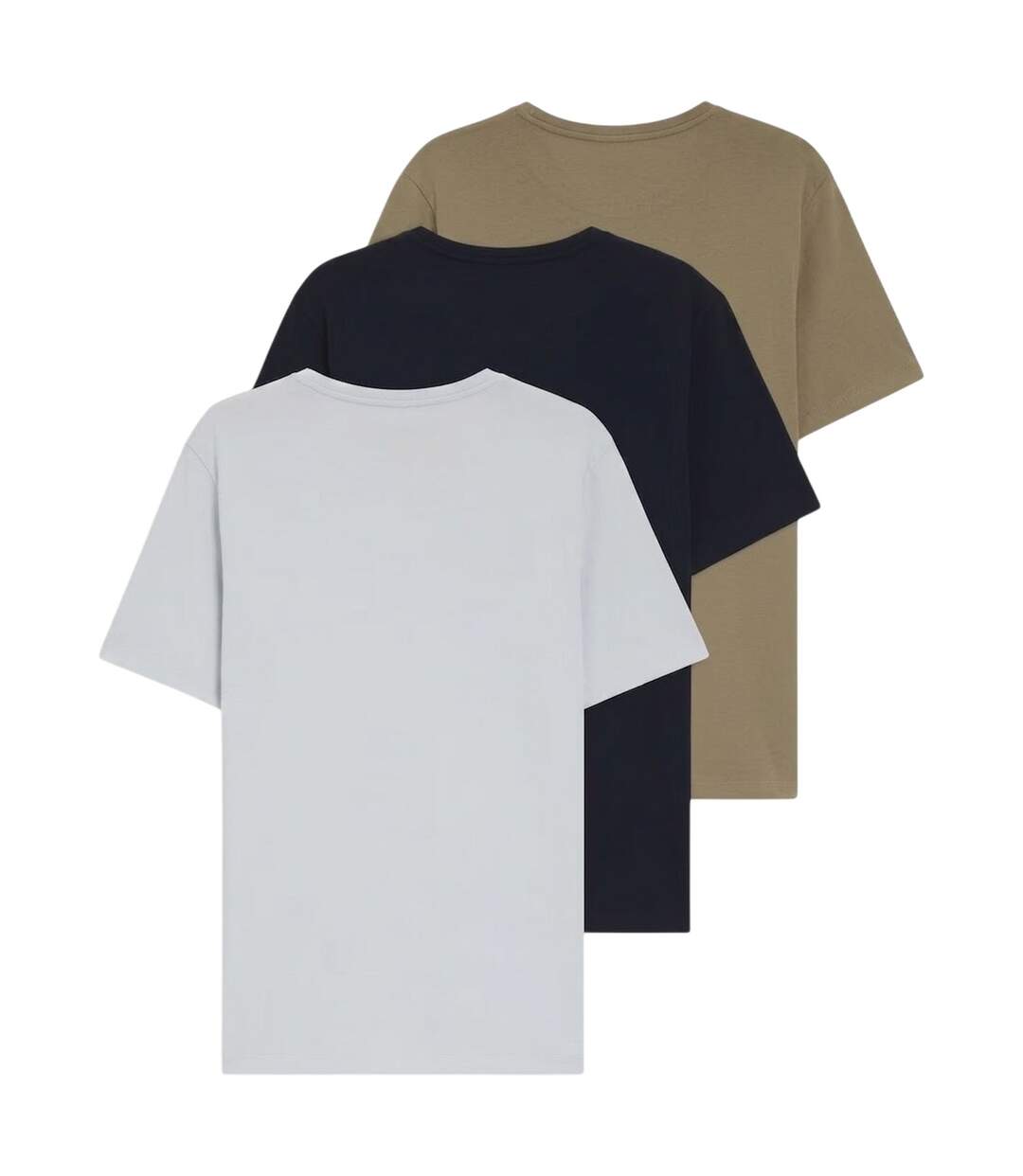 Lot De 3  T-shirts Motif/style Logo Brodé Homme Blanc Marron Noir Boss-3