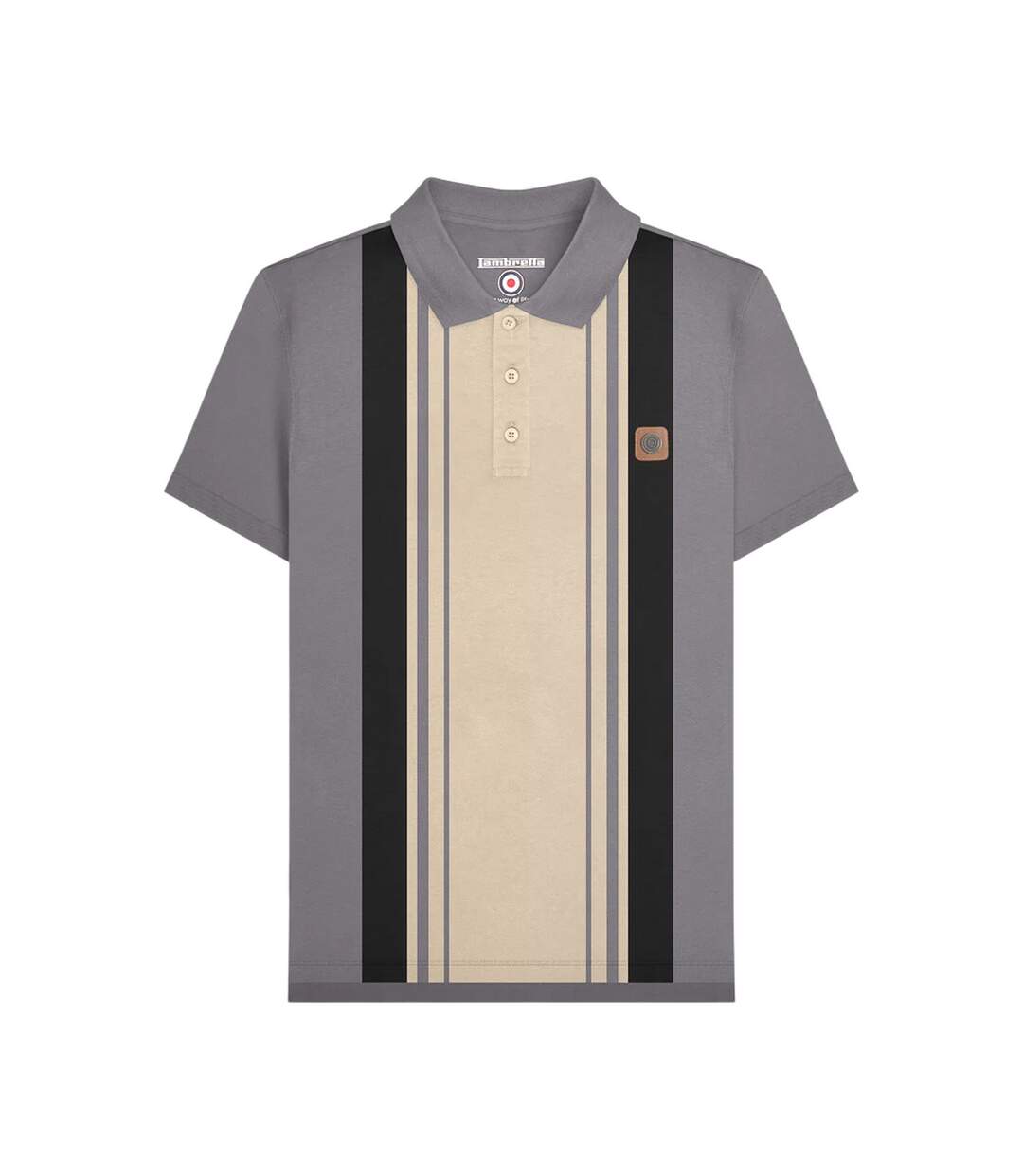 Polo Motif/style Rayure Fil Teint Classic Adulte Gris Lambretta-1