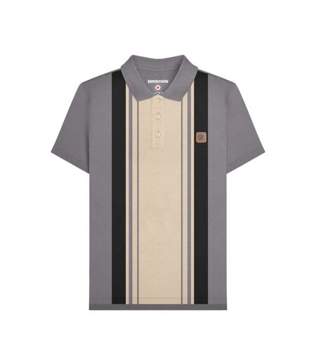 Polo Motif/style Rayure Fil Teint Classic Adulte Gris Lambretta