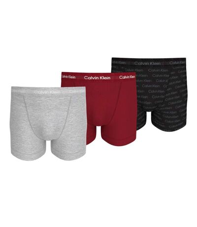 3xBoxers gris/rouge/noir homme calvin klein jeans trunk - l