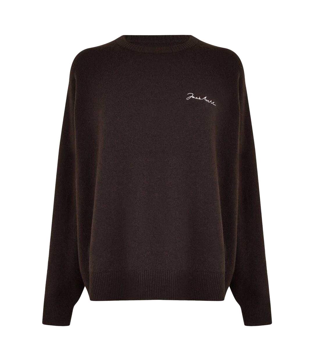 Womens/ladies Embroidered Logo Crew Neck Jumper Cocoa Jack Wills-1