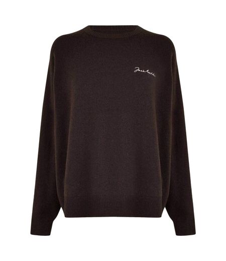 Womens/ladies Embroidered Logo Crew Neck Jumper Cocoa Jack Wills