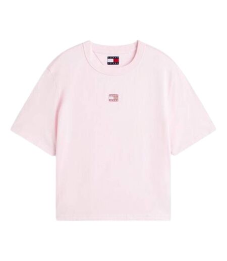 T-shirt Motif/style Logo Brodé Femme Rose Clair Tommy Jeans