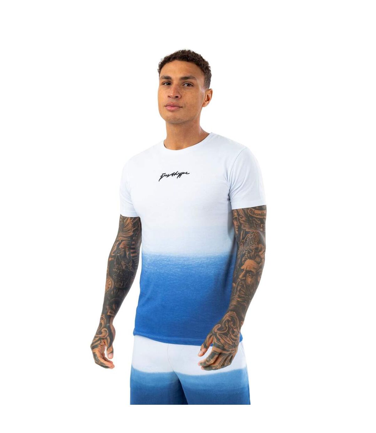 Hype Mens Lake Fade Scribble T-Shirt (Blue/White)