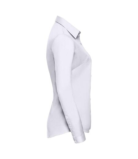 Womens/ladies Herringbone Long-sleeved Shirt White Russell Collection