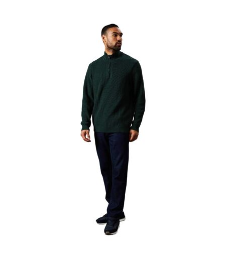 Mens ribbed quarter zip jumper dark green Burton