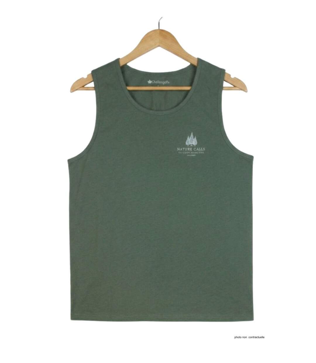 Débardeur homme Challenger SINCERE vert kaki — Confort pur coton jersey peigné-2