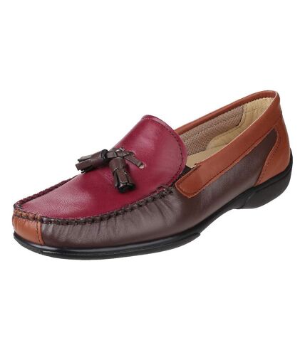 Biddlestone mocassins en cuir femme chataigne/fauve/bordeaux Cotswold