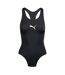 Womens/ladies Racerback One Piece Swimsuit Black Puma-1