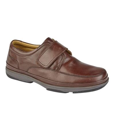 Roamers - Chaussures élégante  en cuir pour pied large - Homme (Marron) - UTDF1692
