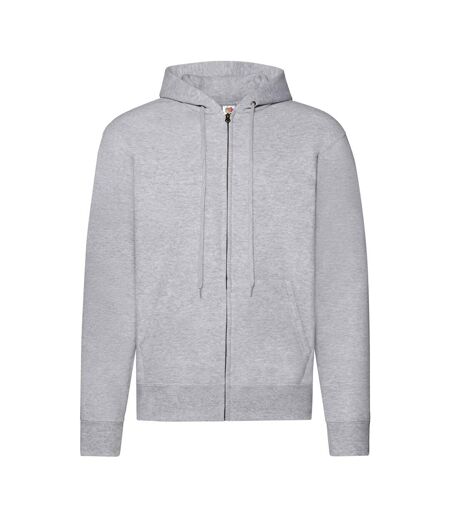Mens Classic Heather Zipped Hoodie Heather Grey Fruit Of The Loom