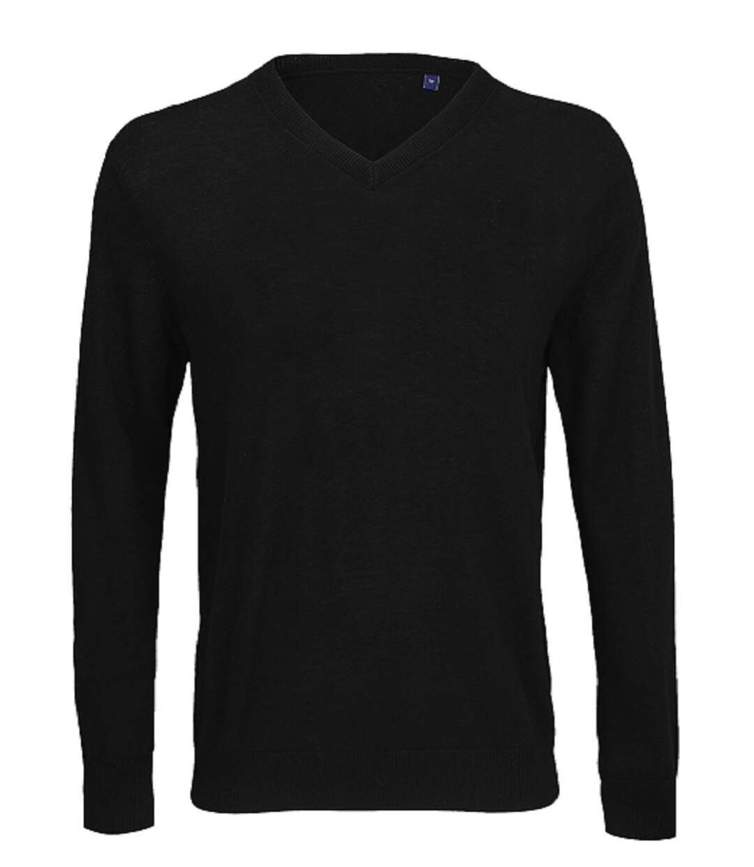 Pull laine merinos col V - Homme - 03987 - noir-1