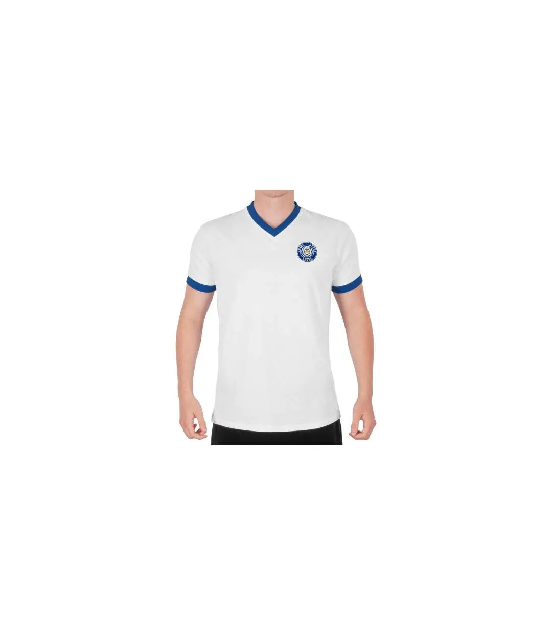 Mens Leeds Retro V Neck T-shirt White Fan Originals-1