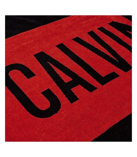 Serviette rouge/noir homme/femme calvin klein jeans towel-block - taille unique