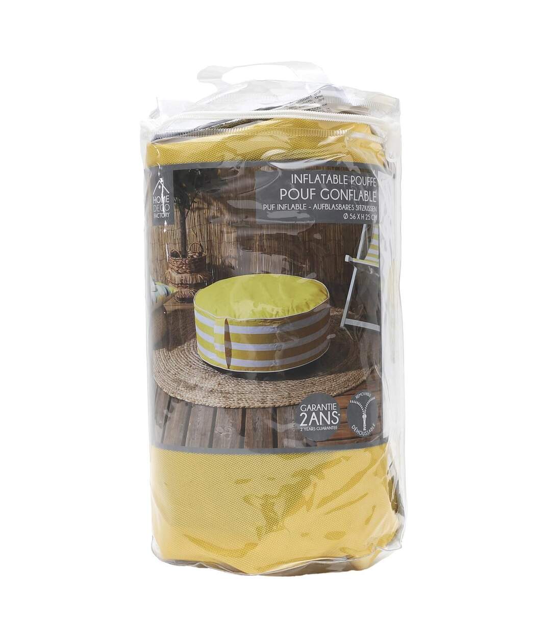 Pouf gonflable à rayures - Jaune-5