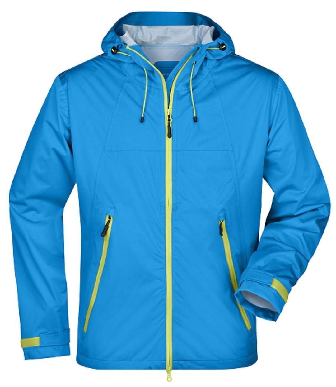 Veste softshell à capuche - Homme - JN1098 - bleu aqua et jaune