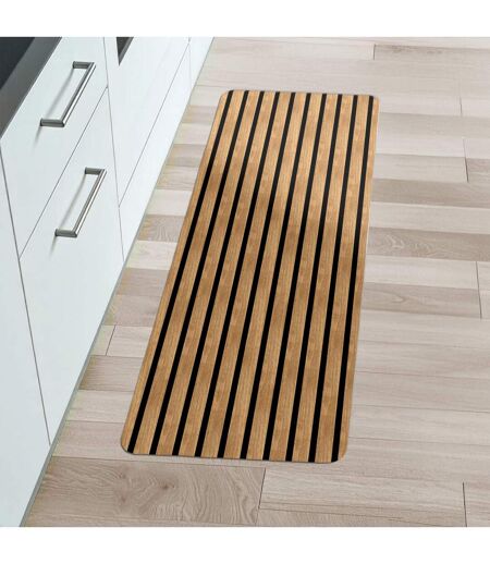Tapis Mousse Effet Bois Lattae 45x120cm Naturel