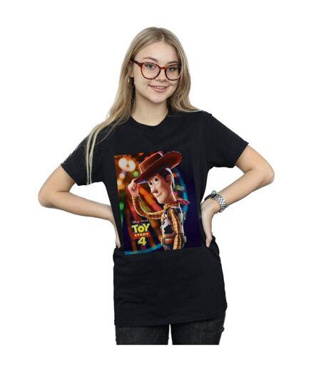 Disney Womens/Ladies Toy Story 4 Woody Poster Cotton Boyfriend T-Shirt (Noir) - UTBI47060