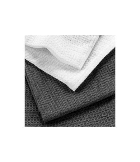 Lot de 2 Torchons Nid d'Abeille Grand Chef 50x70cm Blanc & Gris