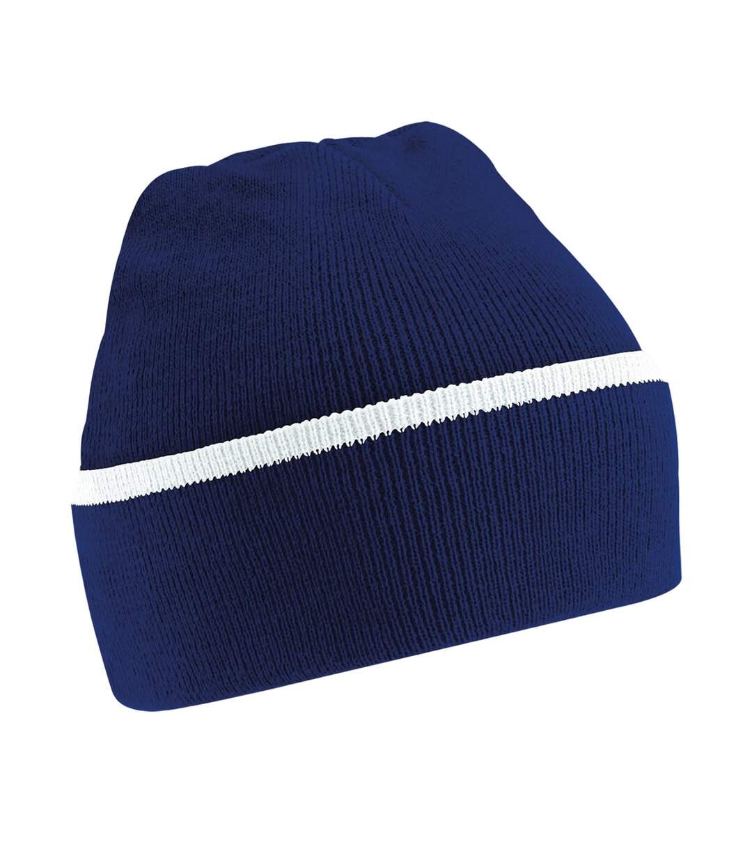 Bonnet Teamwear Bleu Marine Blanc Beechfield-1