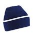 Bonnet Teamwear Bleu Marine Blanc Beechfield-1
