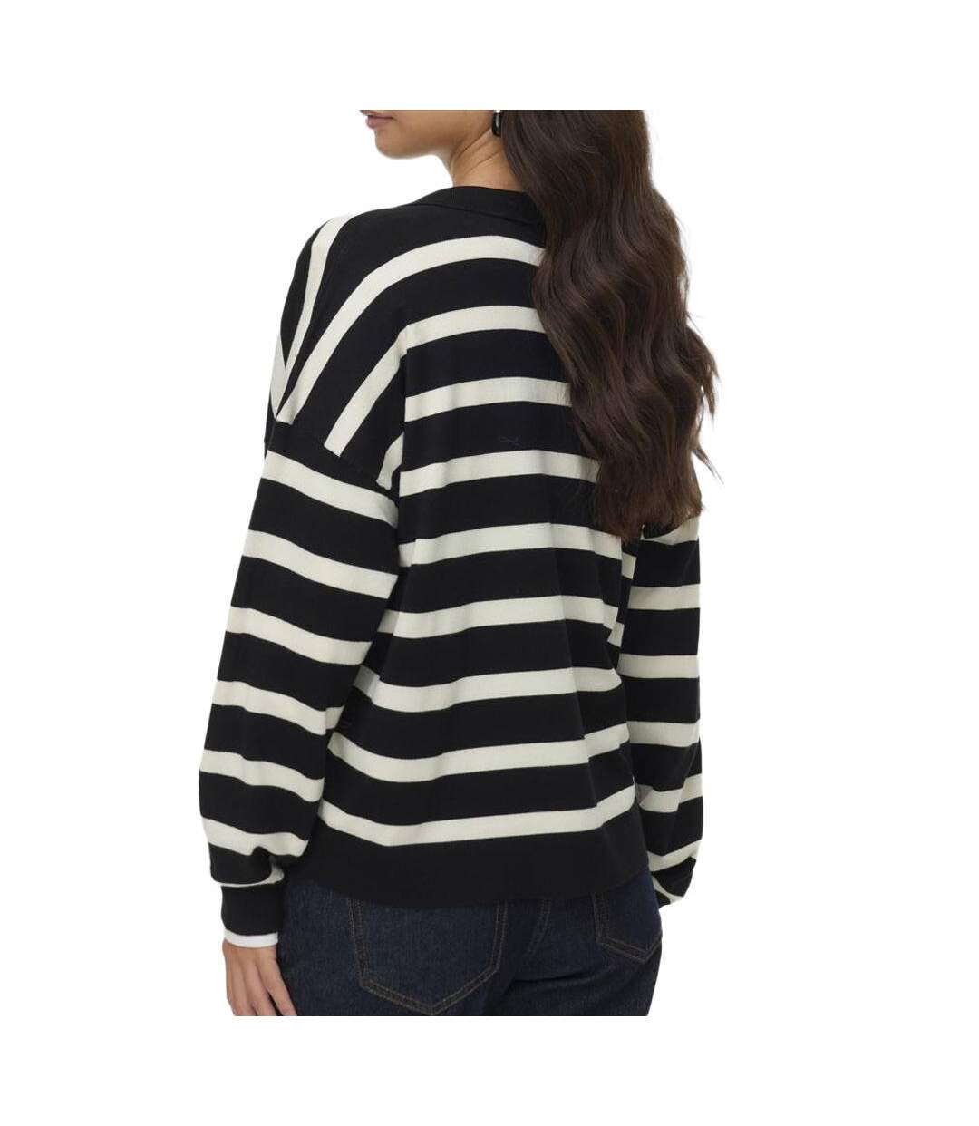 Pull rayé noir/ écru femme vero moda silla-2