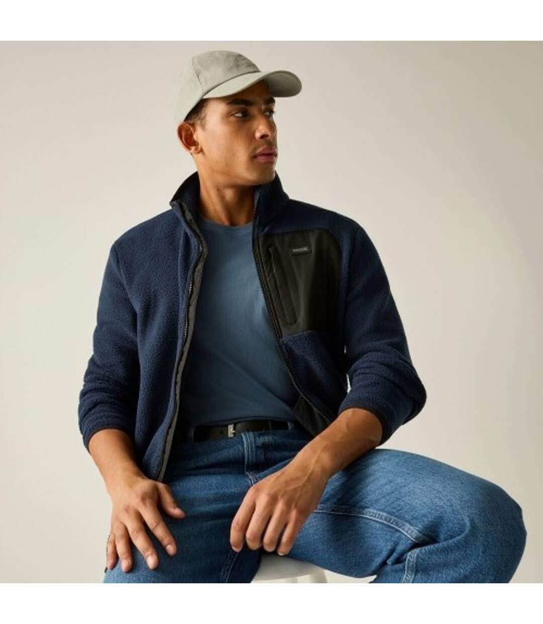 Veste Polaire Col Montant Motif/style Détail Contrasté Frankie Homme Bleu Marine Noir Regatta-1