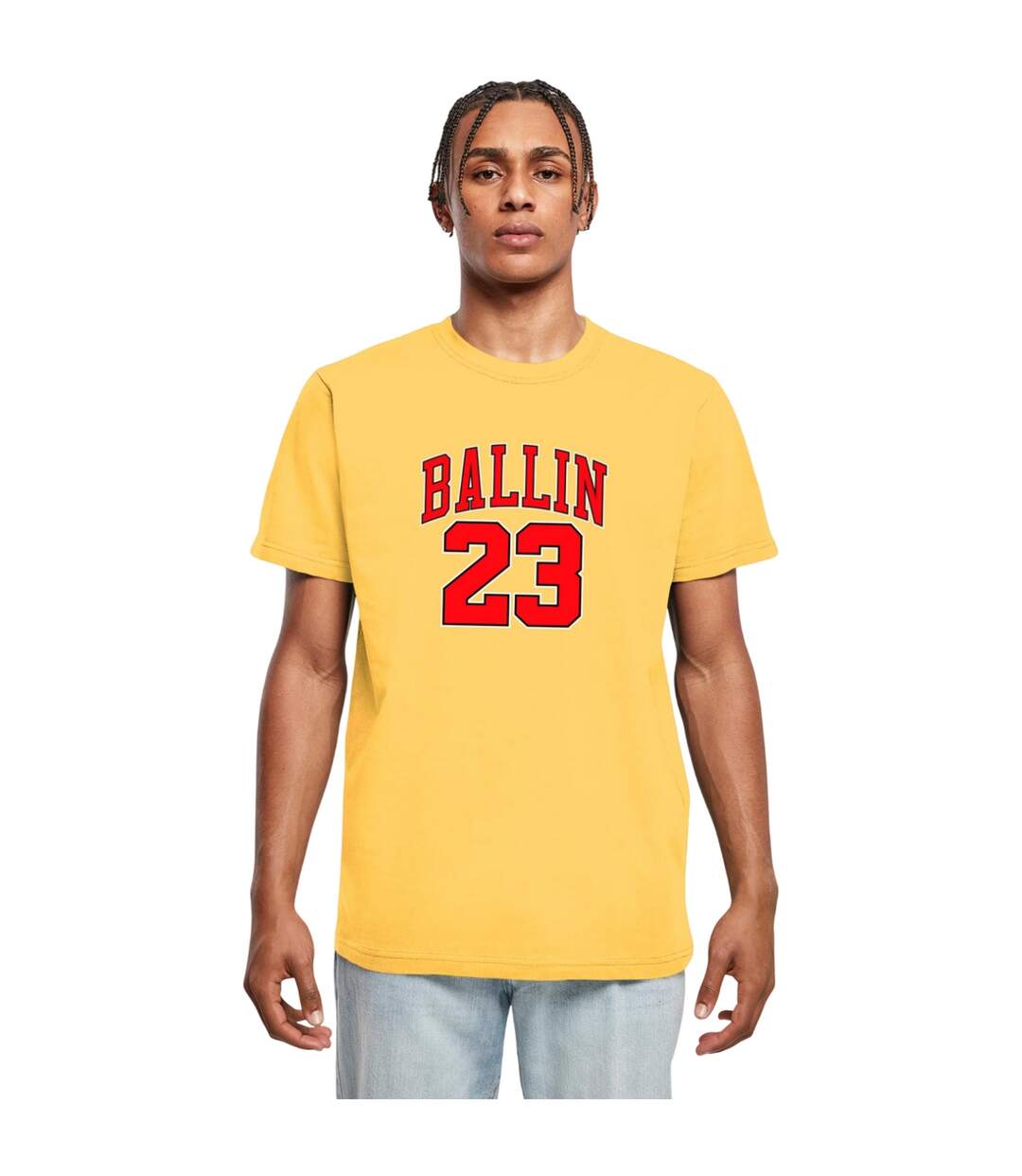 Mens Ballin 23 Round Neck T-shirt Taxi Yellow Mister Tee-1