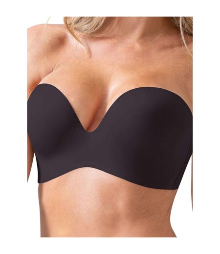Womens/ladies Strapless Push Up Bra Black Wonderbra