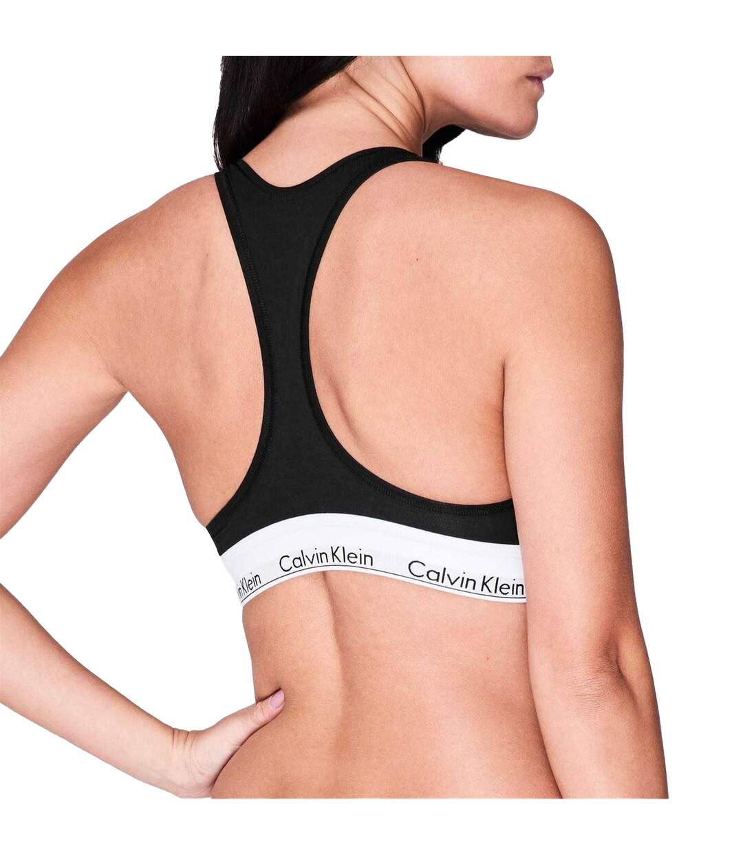 Womens/ladies Logo Cotton Blend Bralette Black Calvin Klein-4