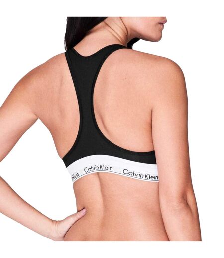 Womens/ladies Logo Cotton Blend Bralette Black Calvin Klein