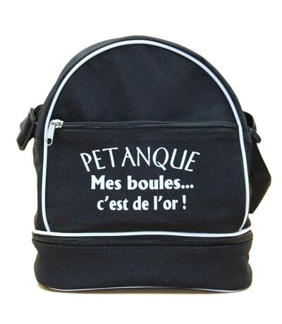 Sac bandoulière pour 3 boules de pétanque - Mes boules c'est de l'or - noir