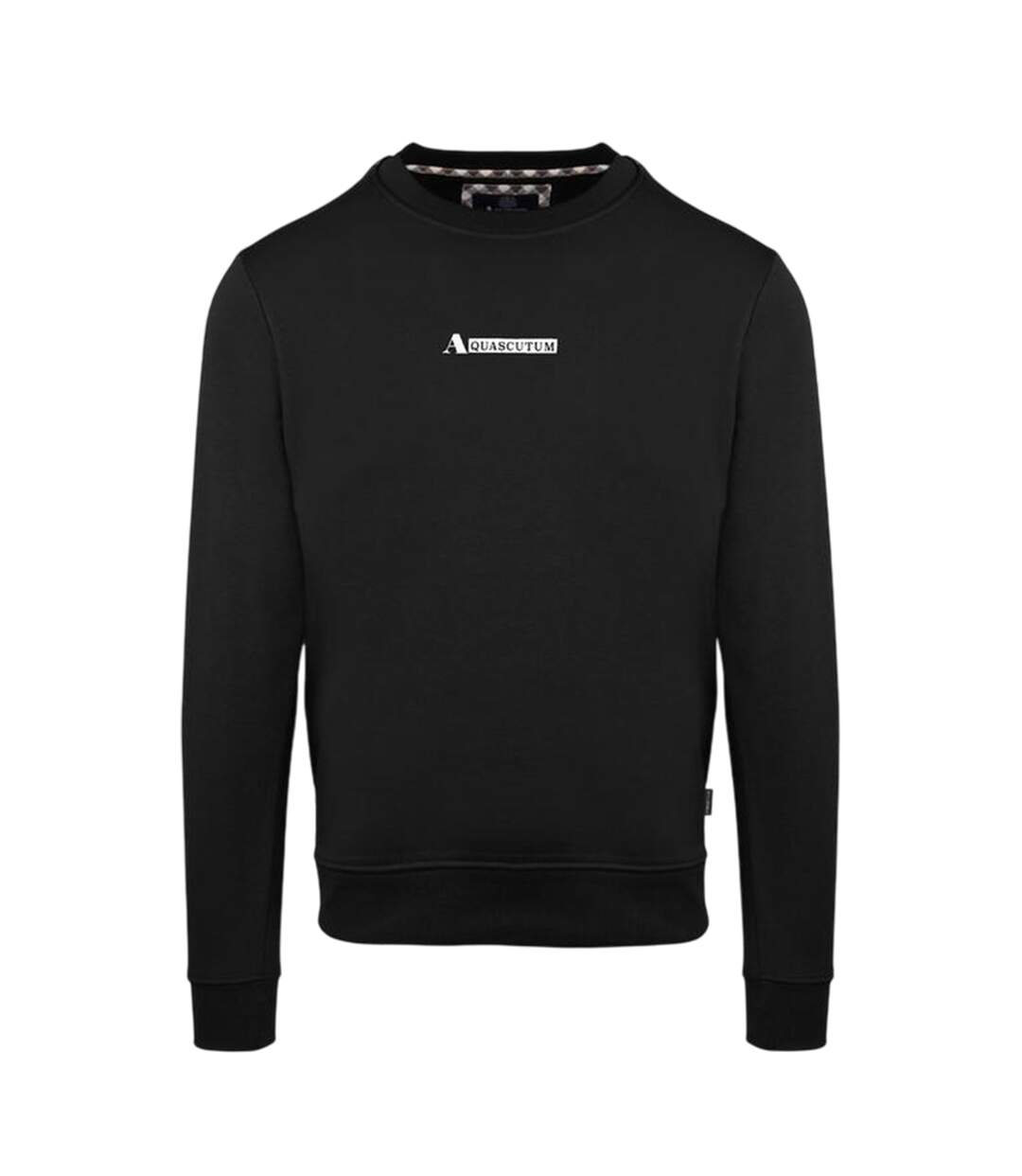 Mens Cotton Blend Ribbed Collar Regular Sweatshirt Black Aquascutum-1