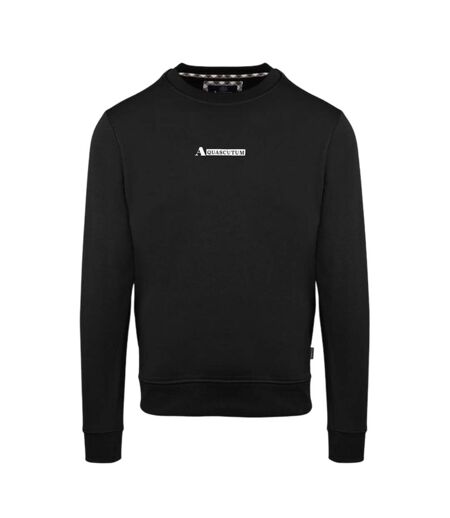 Mens Cotton Blend Ribbed Collar Regular Sweatshirt Black Aquascutum