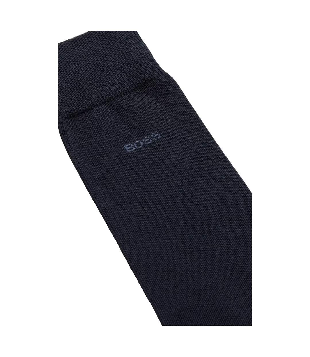 Lot De 2  Chaussettes Motif/style Uni Homme Bleu Marine Boss-2