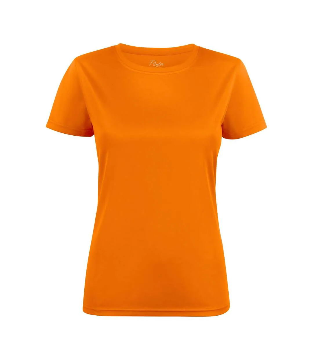 Womens/ladies Run T-shirt Bright Orange Printer RED-2