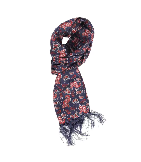 Womens/ladies One Paisley Silk Scarf One Size Navy Red Luke 1977