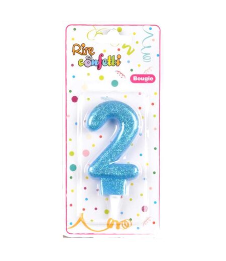 Bougie d'Anniversaire Paillette Chiffre 2 7cm Bleu