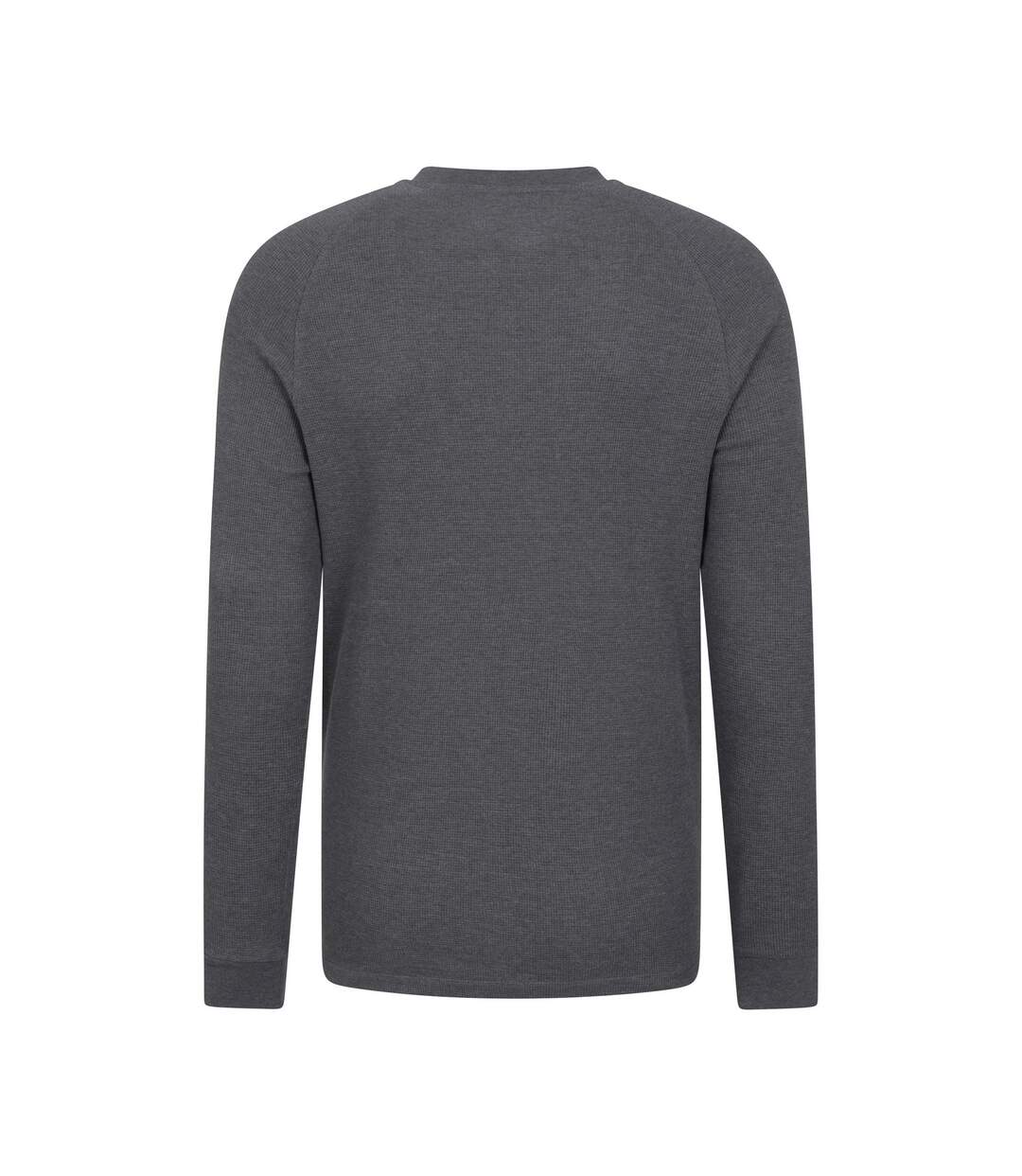 Mens Selby Waffle Henley T-shirt Charcoal Mountain Warehouse-2