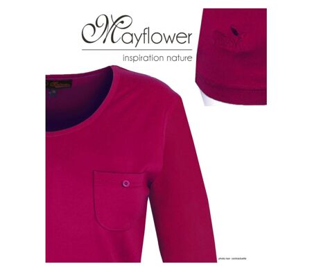 MAYFLOWER NIKITA1 : Tee-shirt manches longues violet Purple en coton avec poche poitrine