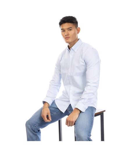 Chemise Manches Longues Motif/style Fines Rayures Homme Bleu Blanc Peter Werth