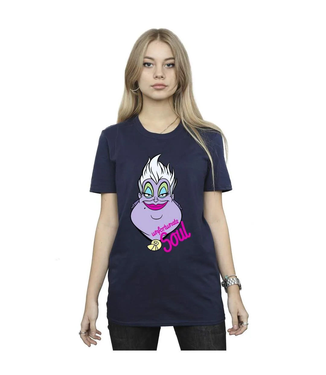 Disney Womens/Ladies Villains Ursula Unfortunate Soul Cotton Boyfriend T-Shirt (Bleu marine) - UTBI47142-2