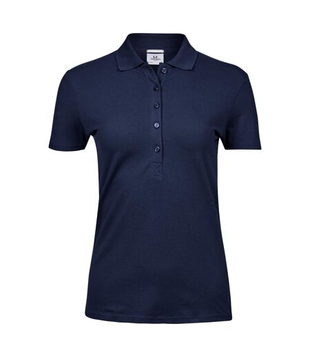Womens/ladies Luxury Stretch Polo Shirt Navy Tee Jays