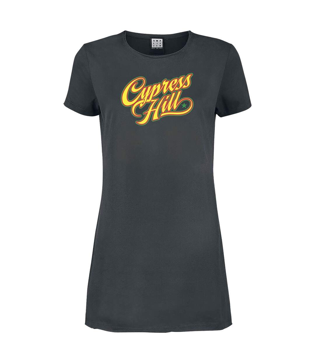 Womens/ladies Script Cypress Hill T-shirt Dress Charcoal Amplified-1