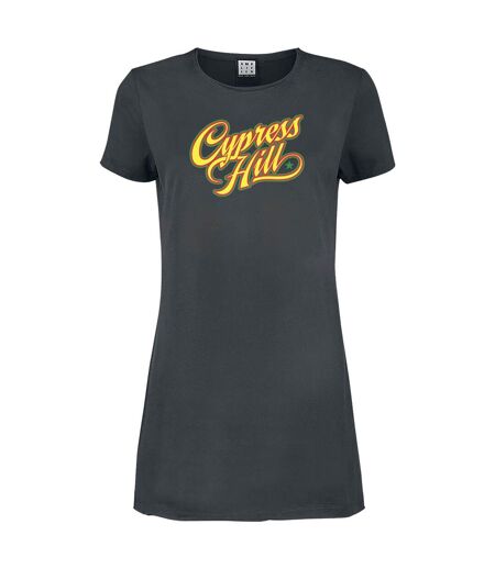 Womens/ladies Script Cypress Hill T-shirt Dress Charcoal Amplified