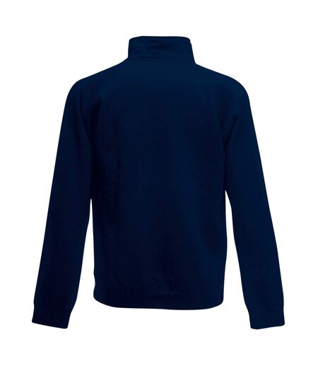 Mens Zip Neck Sweatshirt Top Deep Navy Fruit Of The Loom
