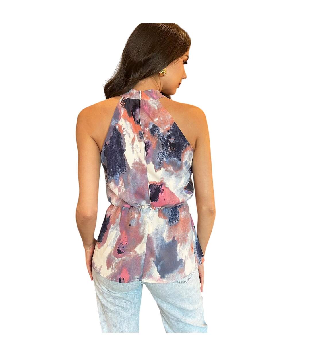 Womens/ladies Smudge Halter Top Multicoloured AX Paris-3