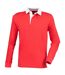 Mens premium long sleeve rugby shirt/top red Front Row