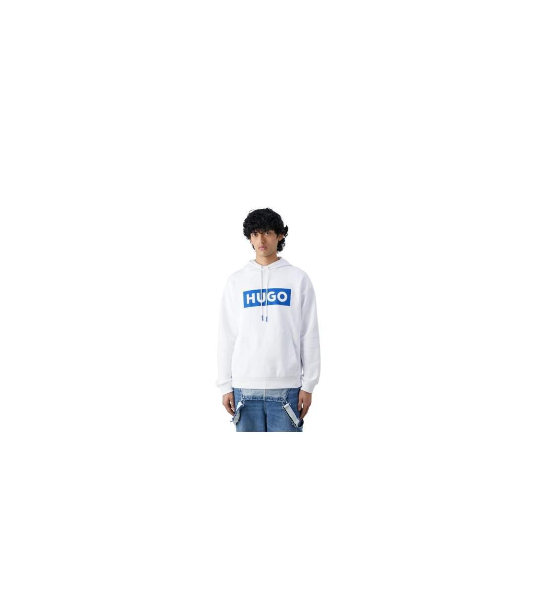 Mens Box Long-sleeved Hoodie White Boss-1